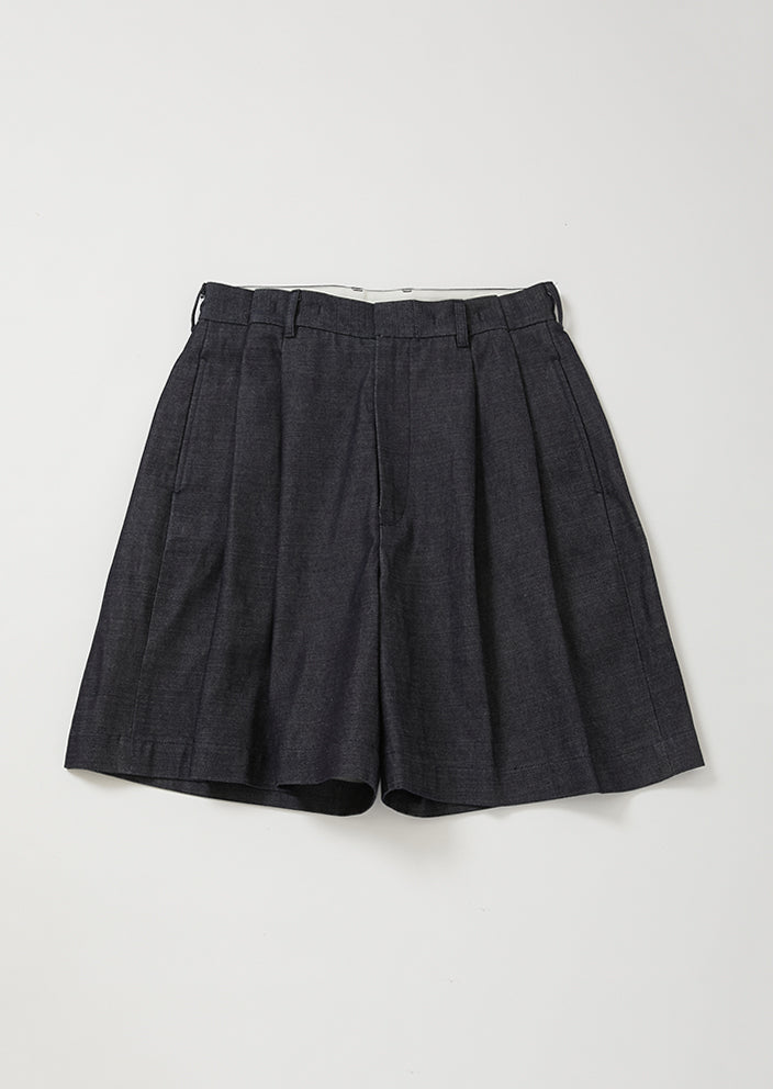 WOVEN DENIM WIDE SHORTS INDIGO