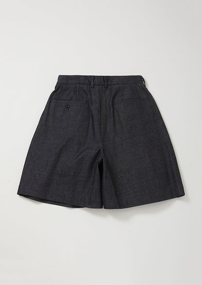 WOVEN DENIM WIDE SHORTS INDIGO