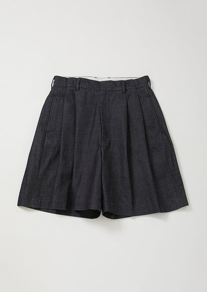 WOVEN DENIM WIDE SHORTS INDIGO